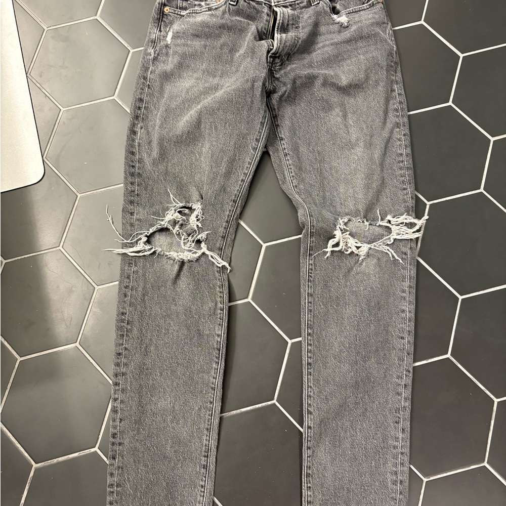 American Eagle Distressed Gray Jeans
